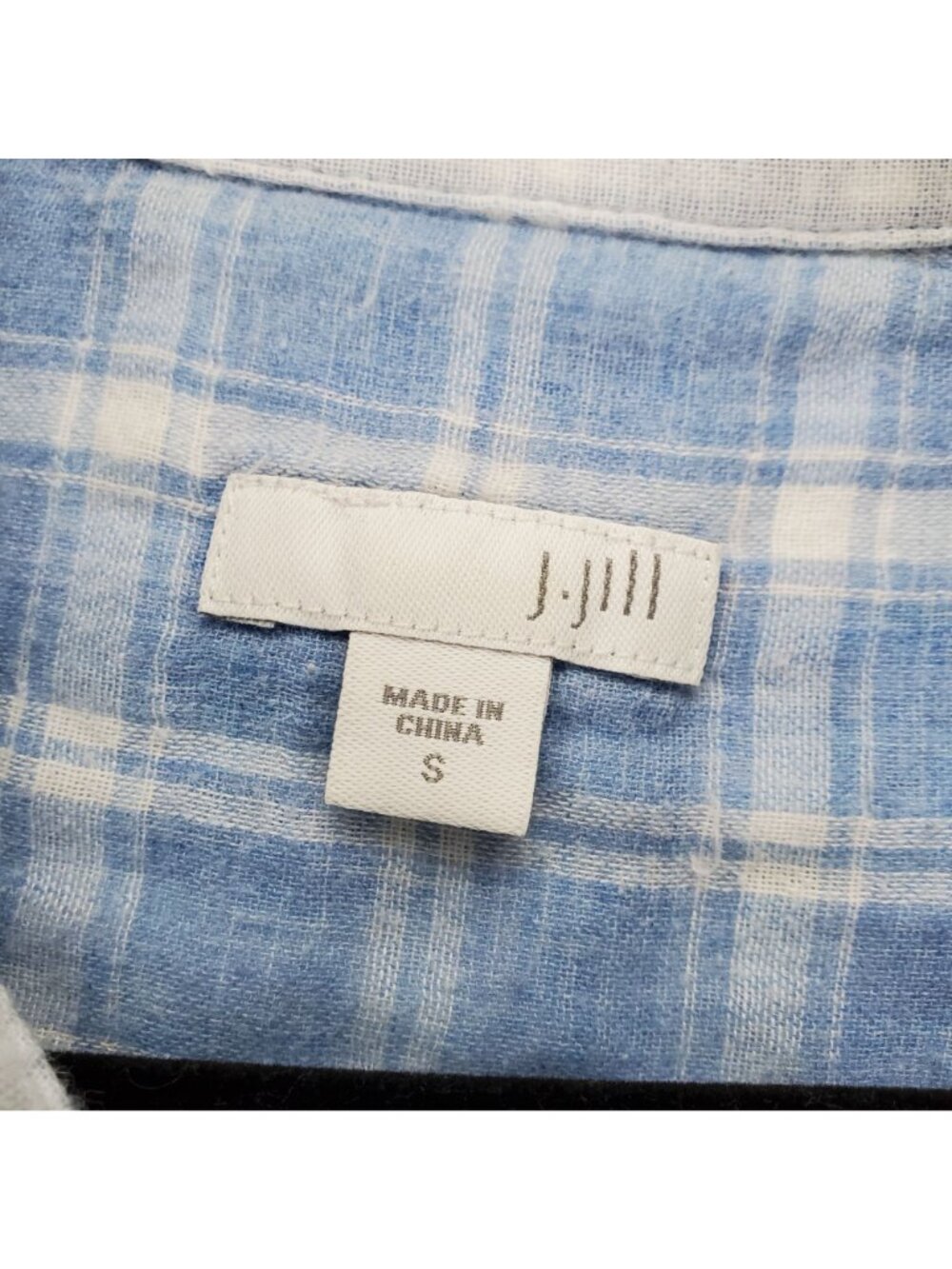 J. Jill Top Womens Small Blue Plaid Cotton Long Sleeve Button Up - Picture 2 of 10